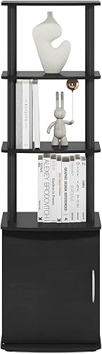 Miniatura 3 de Furinno Turn-N-Tube - Estante alto de exhibición de mesa auxiliar de entretenimiento para TV con armario de almacenamiento, 3 niveles, madera