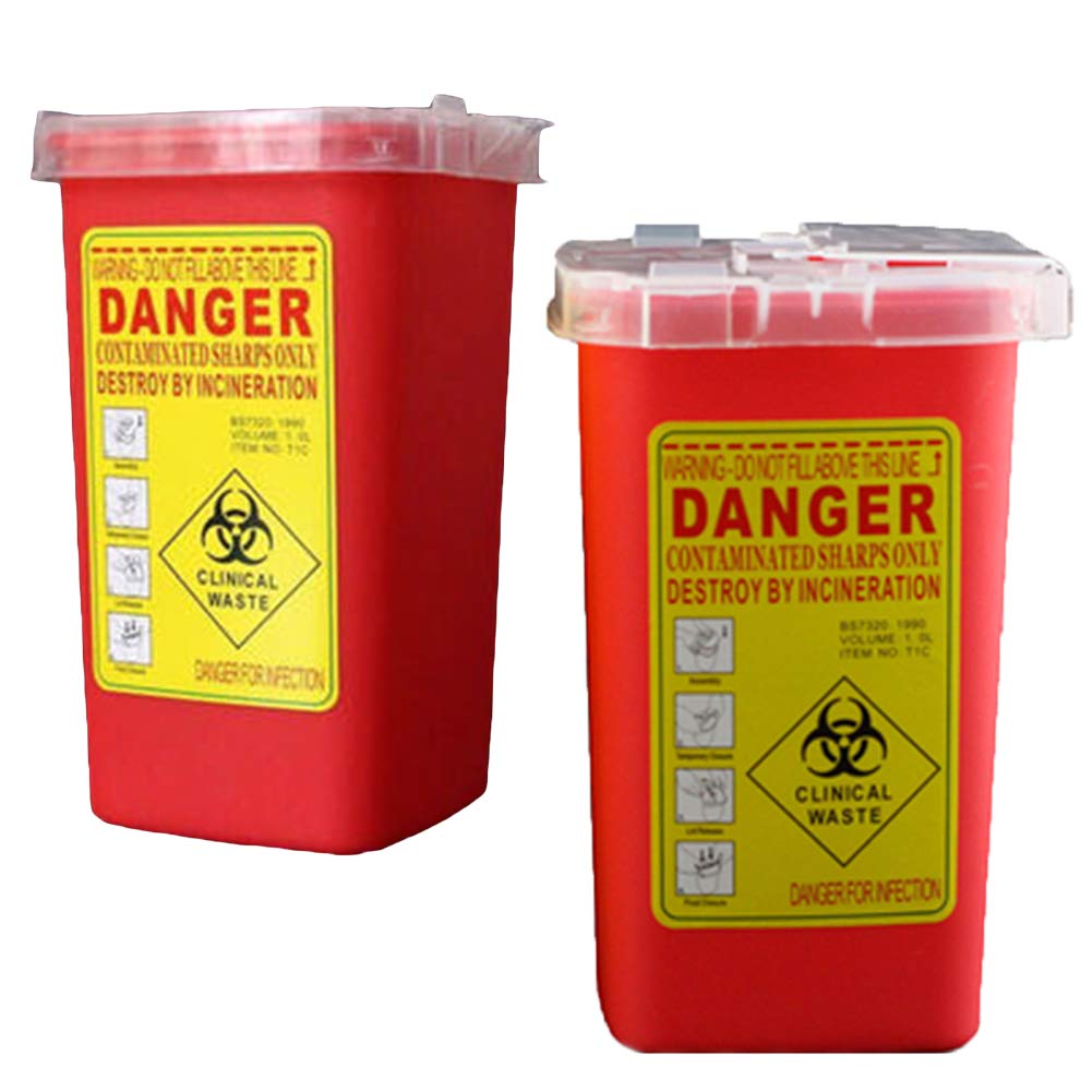 Red Plastic Trash Can Manual-Lift Opening 13 Wide