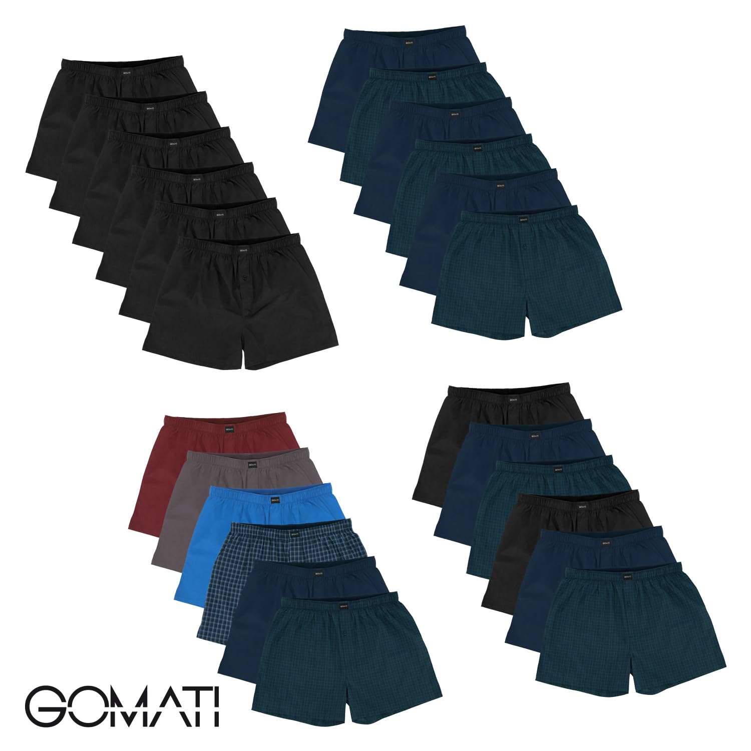 Gomati Pack de 6 calzoncillos tipo bóxer para hombre, tipo bóxer, estilo americano