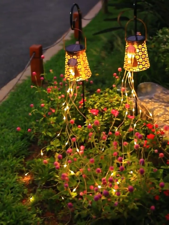 Lanterne Solaire Arrosoir Étoilé - Déco Jardin LED Étanche IP65
