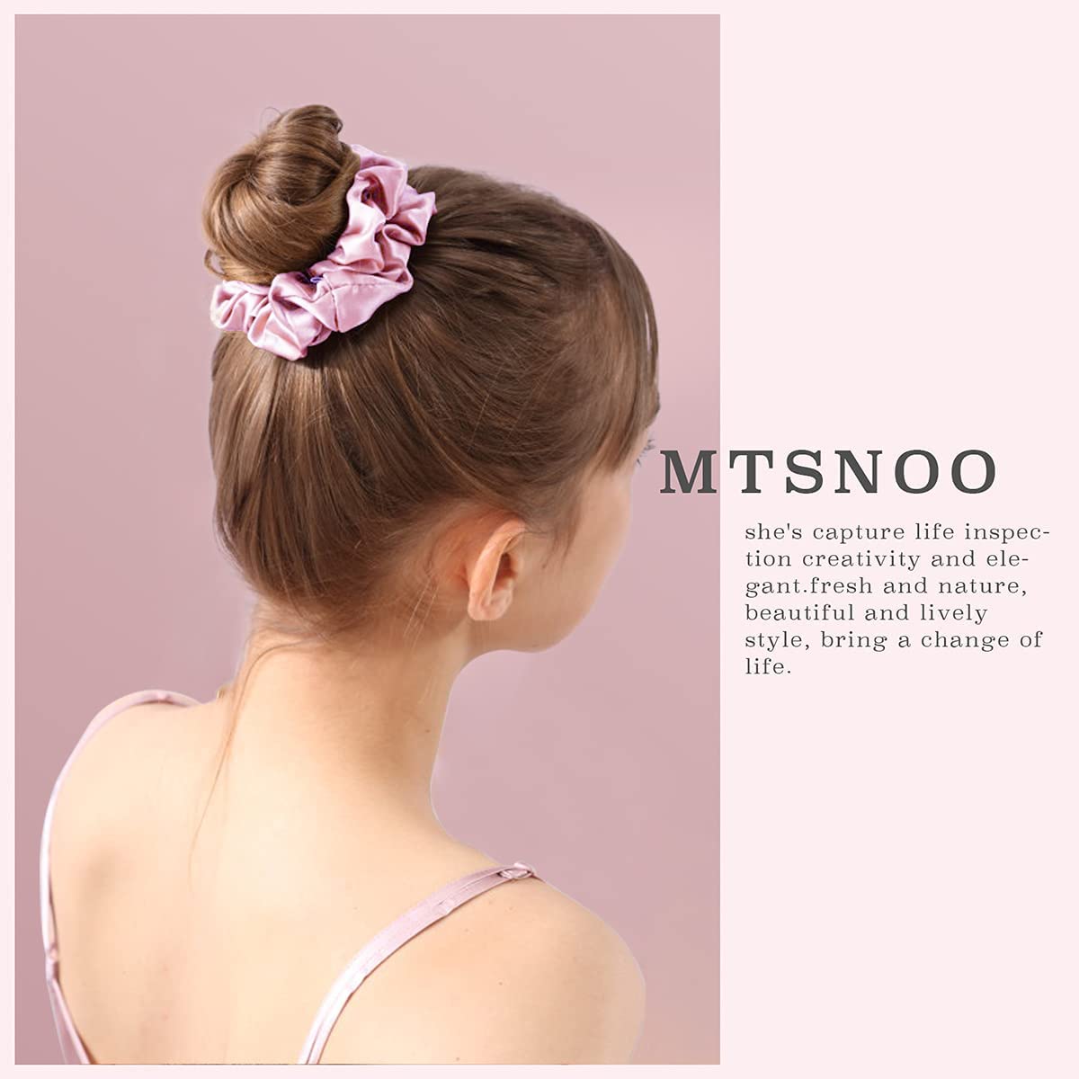 MTSNOO Coleteros de seda de morera para cabello rizado, 100 % seda pura de 22 momme, banda elástica, paquete de 3 lazos para el cabello para mujeres y niñas