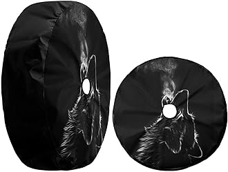 Foruidea Black 3D Wolf Spare Tire Cover with Backup Camera Hole Wheel Tire Cover Fit Trailer, RV, SUV and Many Vehicle 16inch