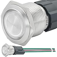 Vista 15 de Interruptor de botón de cierre de 15 amperios 19 mm 3/4 "agujero 12V/24V CC impermeable IP67 SPST de acero inoxidable 304 interruptor