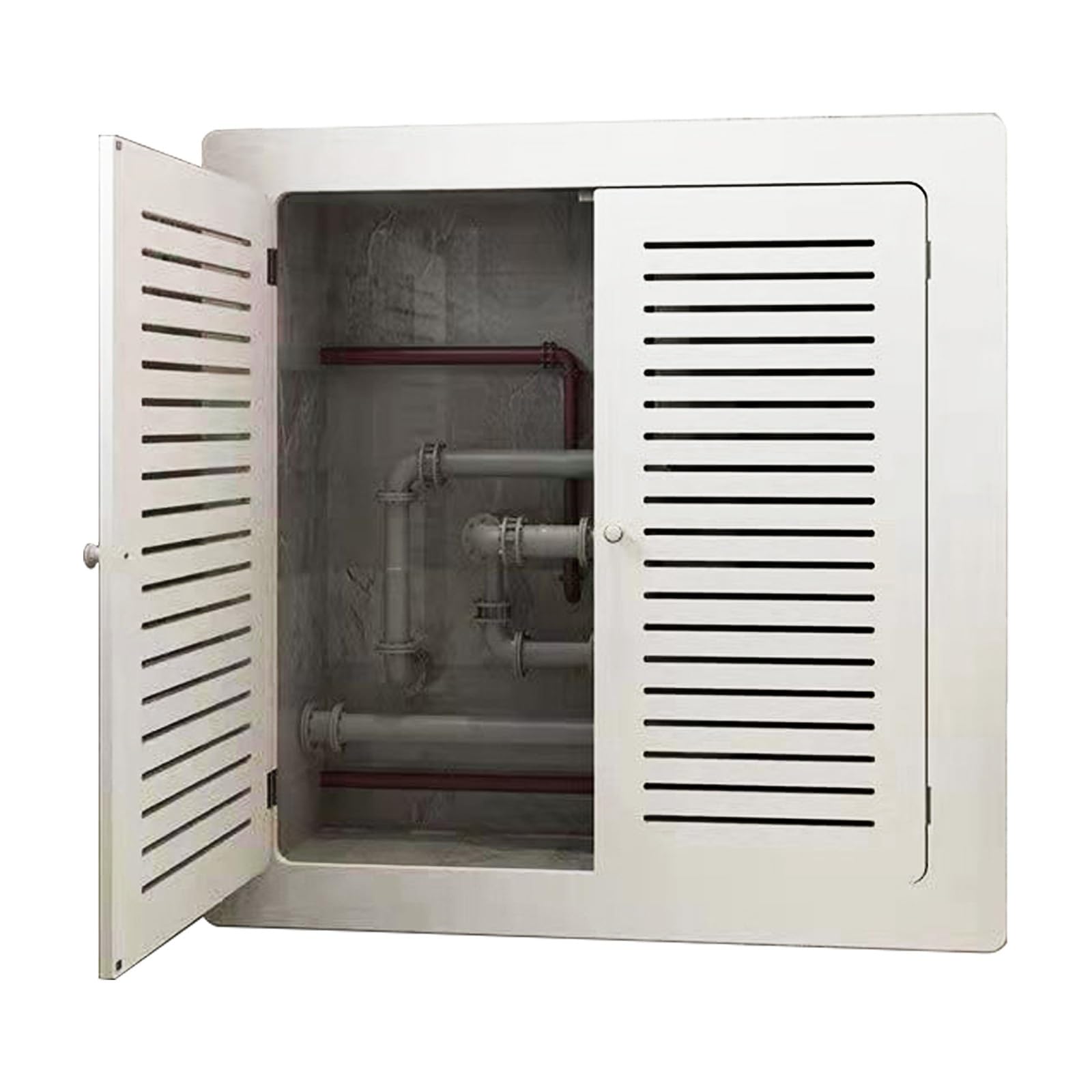 Heizungsverkleidung mit 2 Türen, PVC-Rohrleitungsabdeckungen, Abschirmdesign, für Schaltschränke und Rohröffnungen(80 * 70cm)