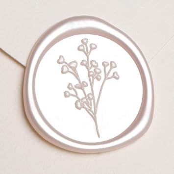 UNIQOOO Wax Seal Stickers - Babys Breath Wedding Invitation Envelope Seal Sticker, Botanical 50 Pcs Self- Adhesive Champagne Stickers, Perfect for Invitation, Gift Wrapping, Crafts Champagne