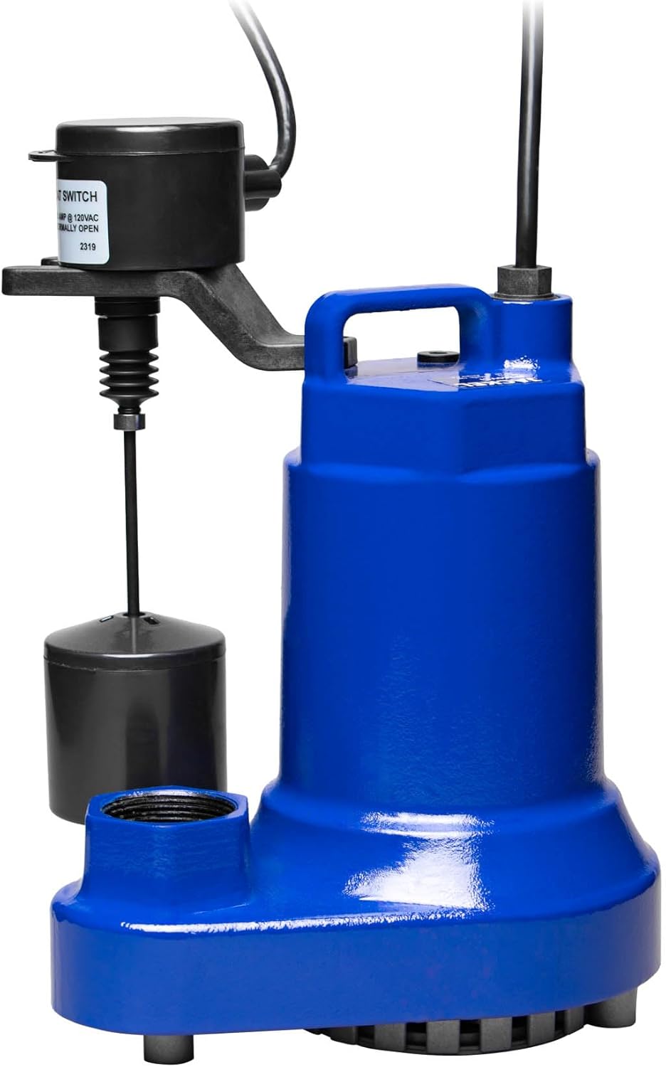 JACKEL 1/2 HP CAST IRON SUBMERSIBLE SUMP PUMP - VERTICAL SWITCH - 10FT PIGGYBACK POWER CORD - CHECK VALVE INCLUDED