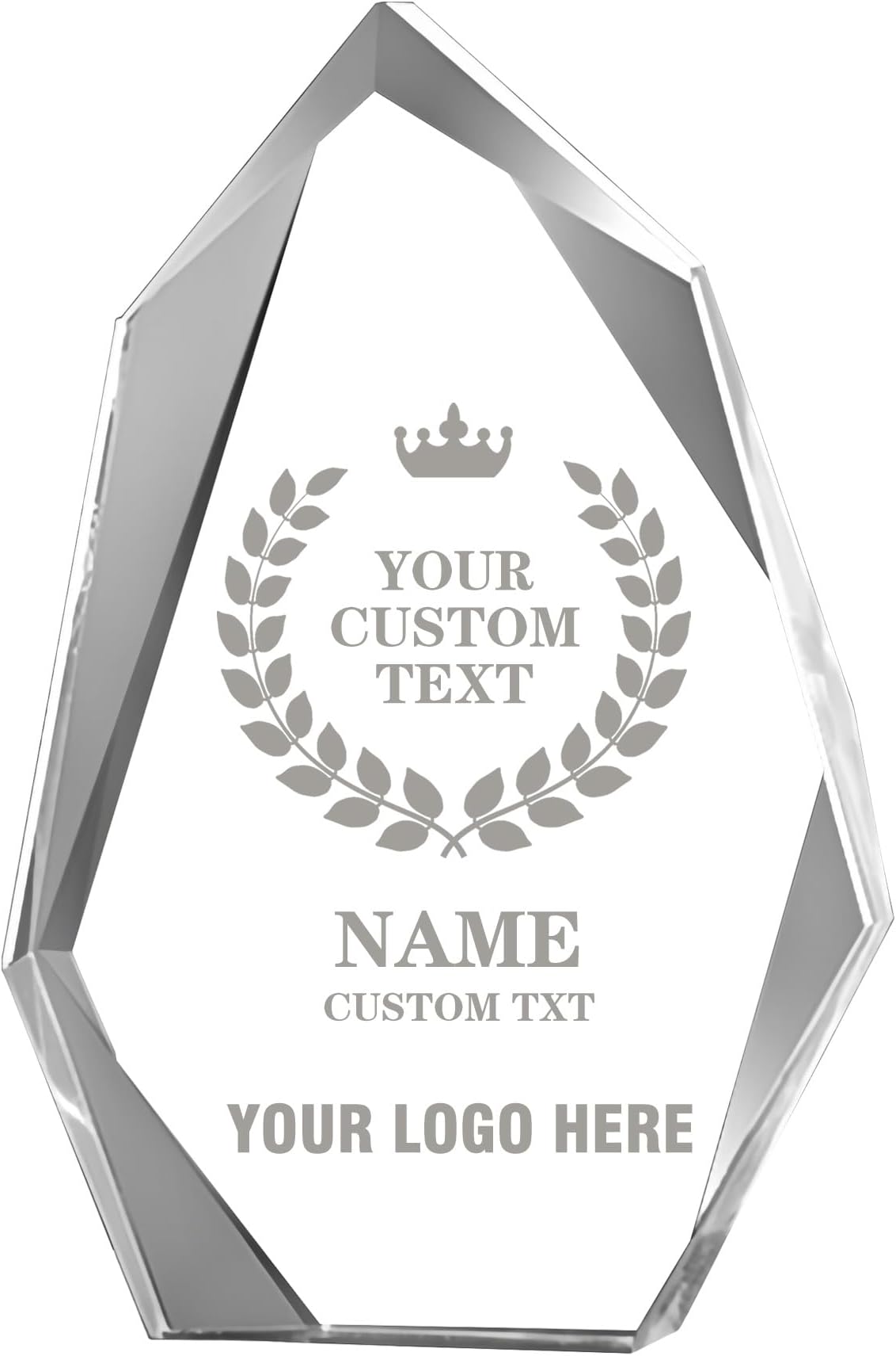 Personalised Glass Trophy Award Custom Engraved with Text and Logo Customised Glass Plaque for Employee of the Year Custom Events Recognition Retirement