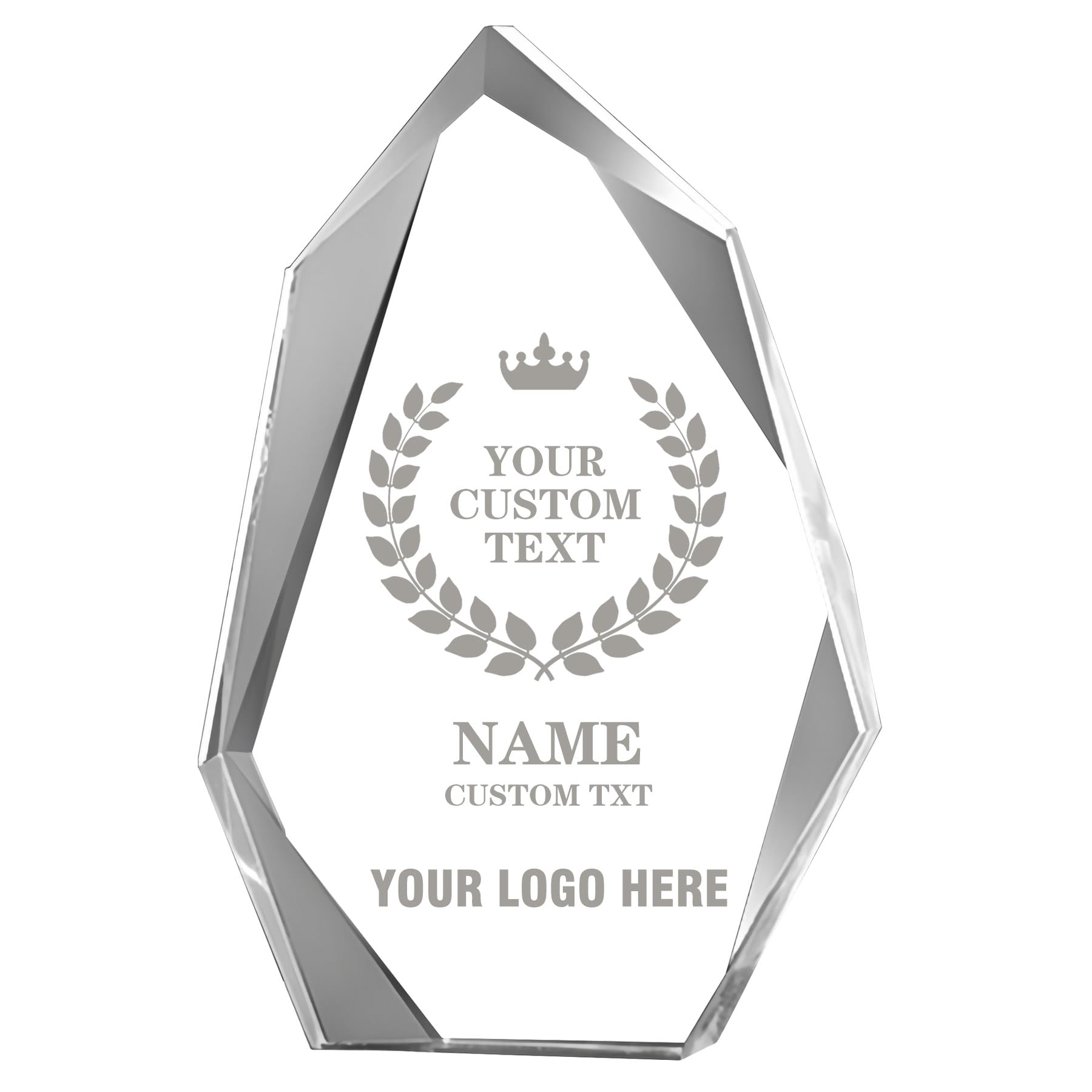 Personalised Glass Trophy Award Custom Engraved with Text and Logo Customised Glass Plaque for Employee of the Year Custom Events Recognition Retirement