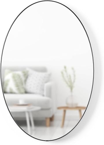 Umbra Hubba - Espejo ovalado de 24 x 36 pulgadas, titanio metálico