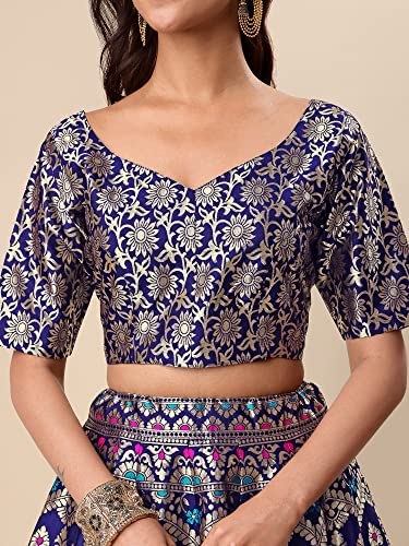 Image of PURVAJA Women's Jacquard Semi-Stitched Lehenga choli(Saheli)