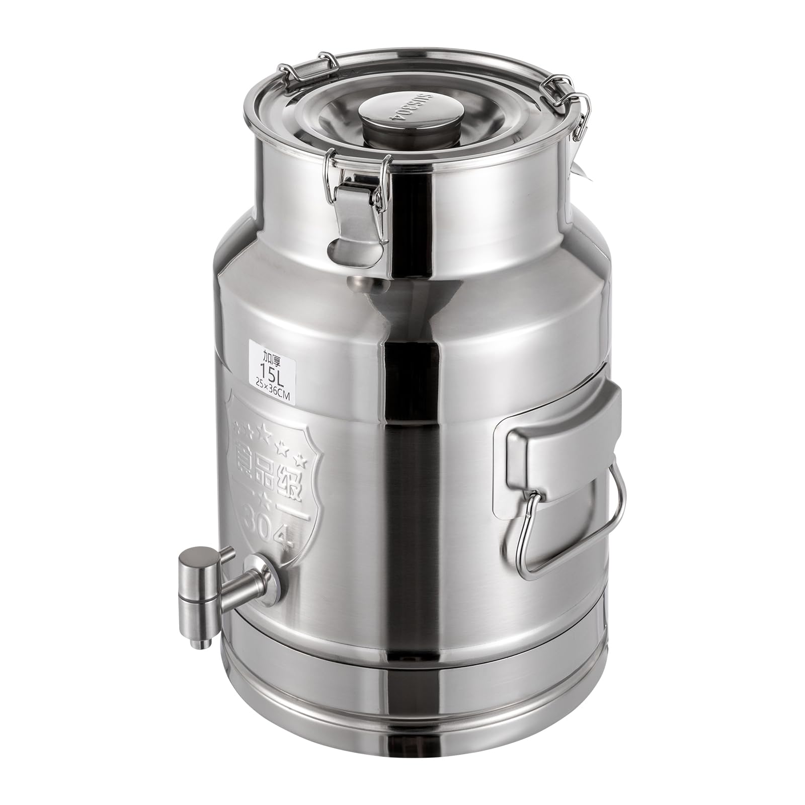 AYCDL Pail Milk Can Bucket,Stainless Steel Can,304 Stainless 23Gal with Sealed Lid,88L Hanging Lid Metal Jug Bucket for Oil Tea,15L/3.96Gal