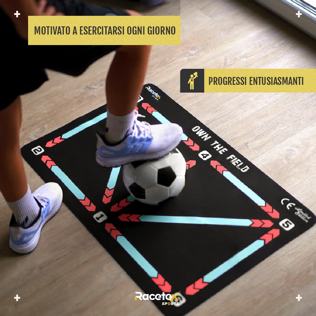 RoseFlower Tappetino Allenamento Calcio XL 90x60cm | Per Dribbling E Controllo Palla, Con Borsa, Regalo Per Ragazzi 6-12 Anni