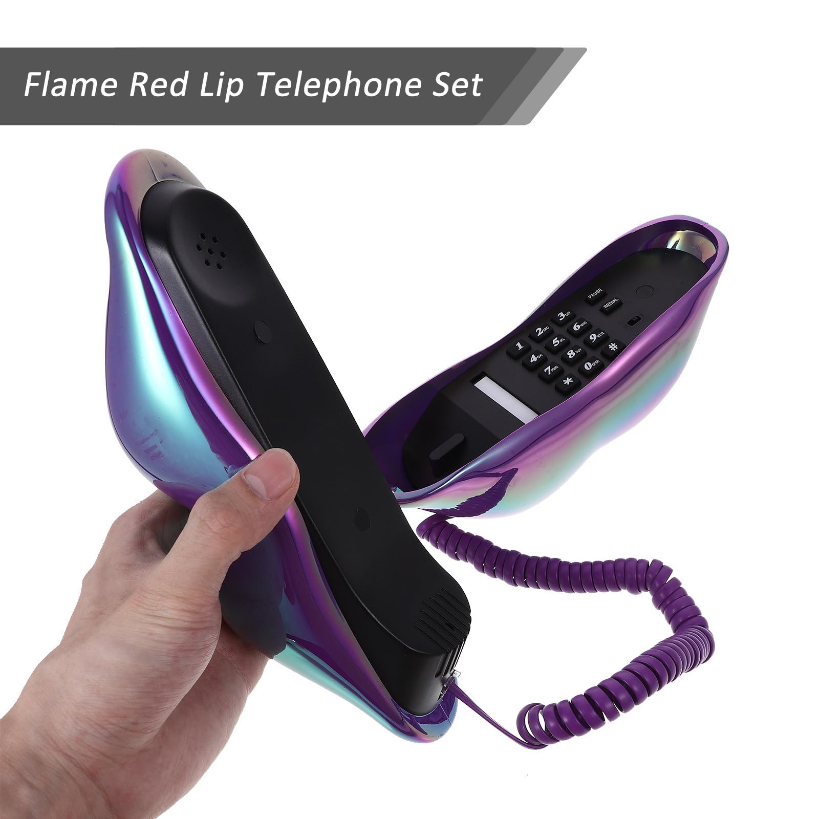 Teléfono de Labios Púrpura Cable, Decoración Hogar Compacta