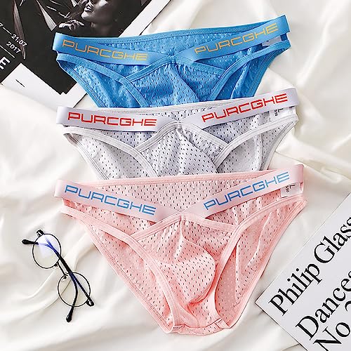 Men's Ice Silk Bulge Pouch Breathable Mesh Bikini Underwear Triangle Briefs Underpanties2