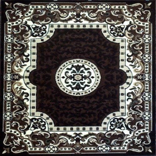 Tapete persa redondo tradicional para zona, diseño deAmericana 101(4pies x4pies, redondo), Poliéster & Mezcla de poliéster, Marrón