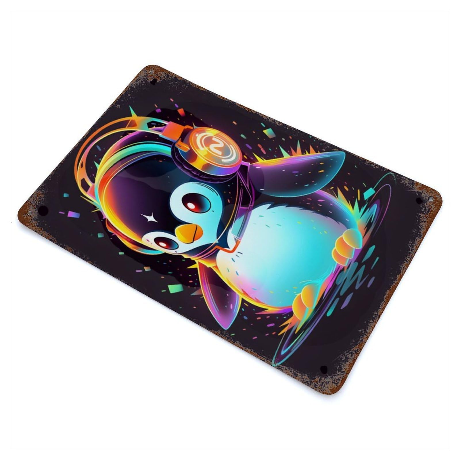 Cool Penguin Rusty Metal Tin Sign 11.8"x7.9", for Farmhouse, Kitchen And Entryway Decor, Rustic Home Decor