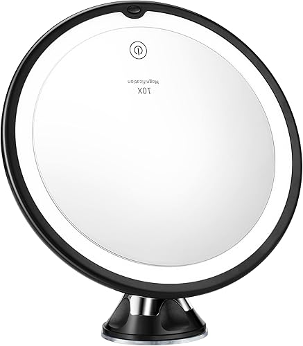 10 espejos de aumento con luz, espejos de maquillaje de 7.9 pulgadas, lupa iluminada y ventosas, espejo de maquillaje iluminado fácil de manejar,