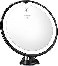 10x Magnifying Mirror with Light – 8" Make up Mirrors Lighted Magnifying and Suction Cups – Lightweight and Easy to Handle Lighted Makeup Mirror – Smooth and Easy Install – 360 Degree Swivel Joint