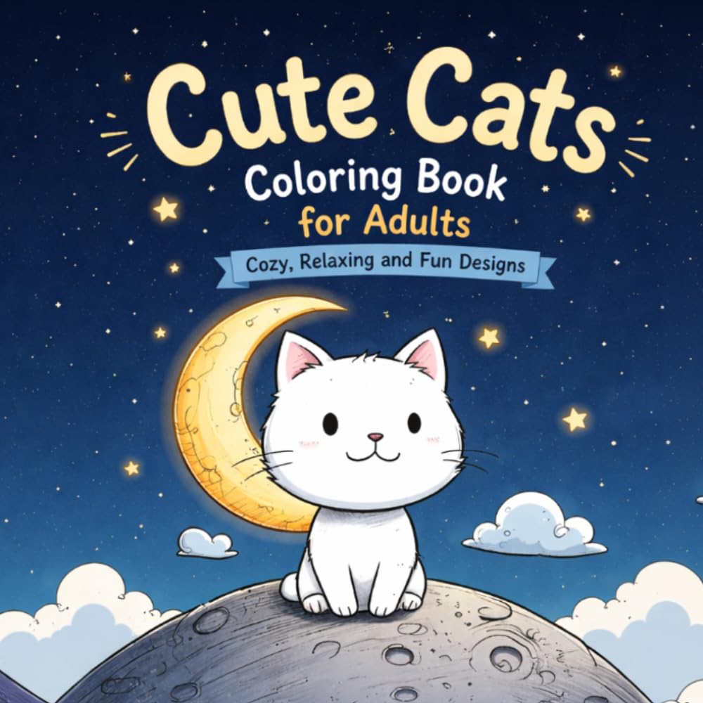 Cute Cats Coloring Book for Adults: 50 Cozy and Relaxing Designs for Stress Relief: Adorable Kittens, Calm Scenes, and Easy Designs for Relaxation and Mindfulness