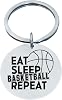 Infinity Collection - Basketball Keychain - Eat, Sleep, Basketball, Repeat Engraved - Unisex Sports Accessory & Gift for Players, Young & Adult