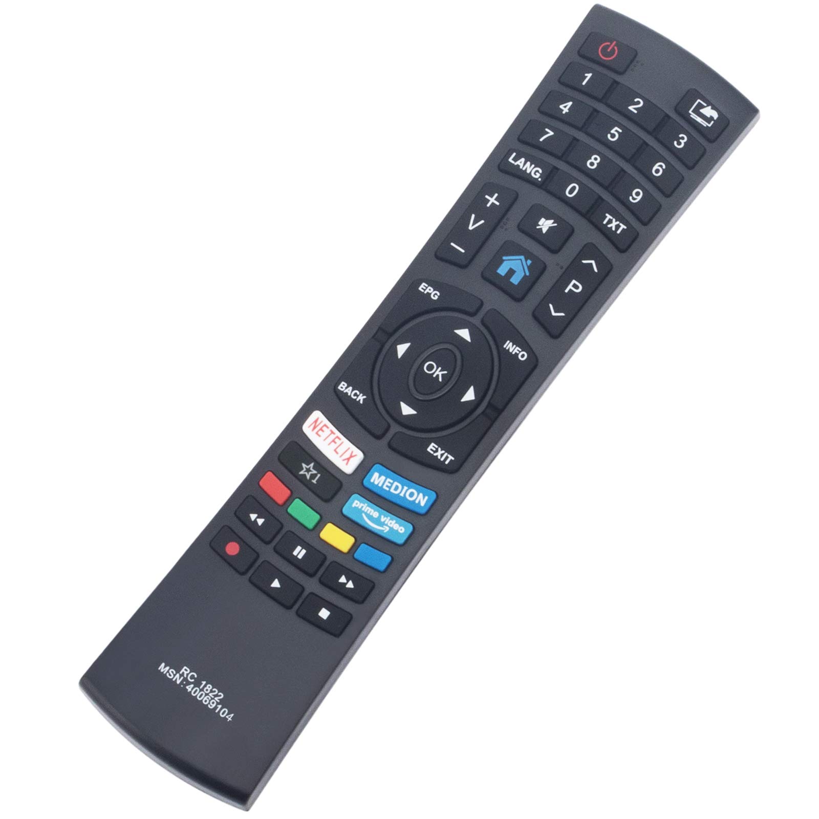 RC1822 telecomando di ricambio  VINABTY Fit per Medion Smart Full HD TV RC 1822 RC4392P telecomando MSN30026548 MD 31355 X15555 MD 31510 X14000 MSN: 30026542 MSN30026550