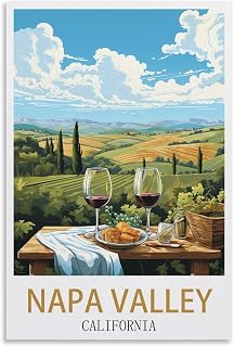 XWYMXZ Napa Valley California Vintage Travel Posters 20x30inch(50x75cm) Modern Canvas Wall Art Posters for Living Room Decor Paintings for Home Decoration