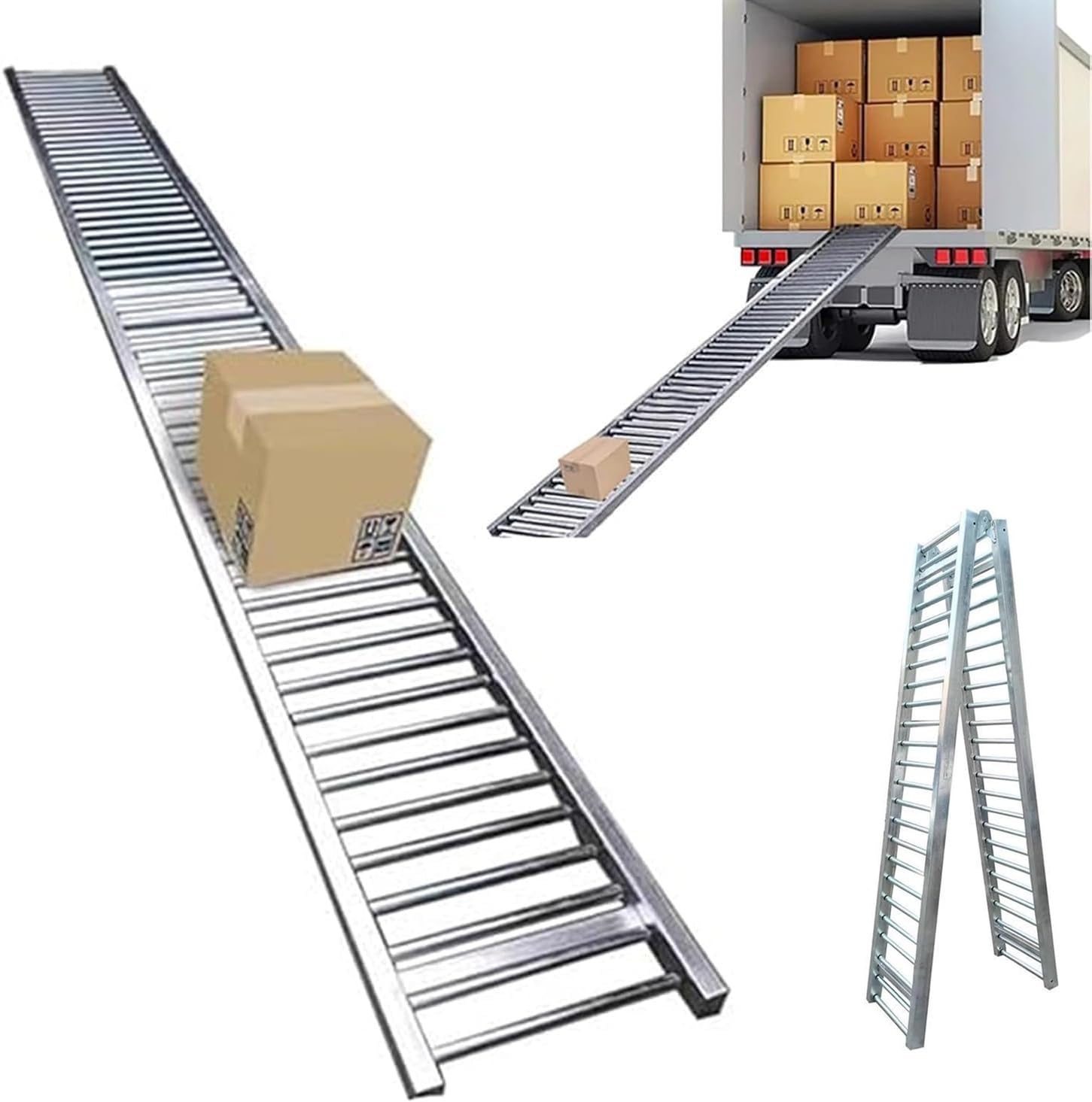 Generisch Hochleistungs-Schwerkraftförderer aus Edelstahl für den Lager- und Güterumschlag – verstellbare Längen von 1 bis 10 Metern, 30 cm Breite, ideal für Materialtransport und Logistik