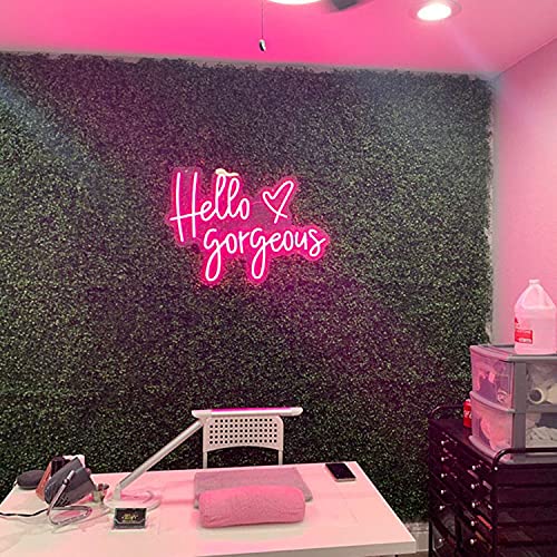 Image of Hello Gorgeous Neon Sign Light Wall Art Gifts, Neon Decor for Home, Bar, Pub, Club, Rave, Apartment, Party, Christmas