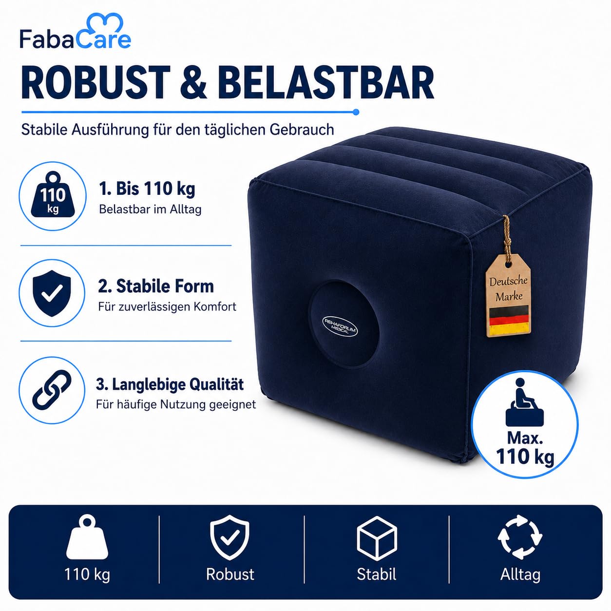 FabaCare Cubo di sollevamento per gambe e palla da massaggio con riccio blu