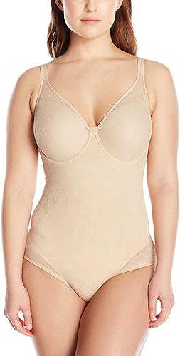 Bali Womens Shapewear Firm Control Ultra Light Built-in Bra Lace Body Shaper Briefer Fajas DF6552