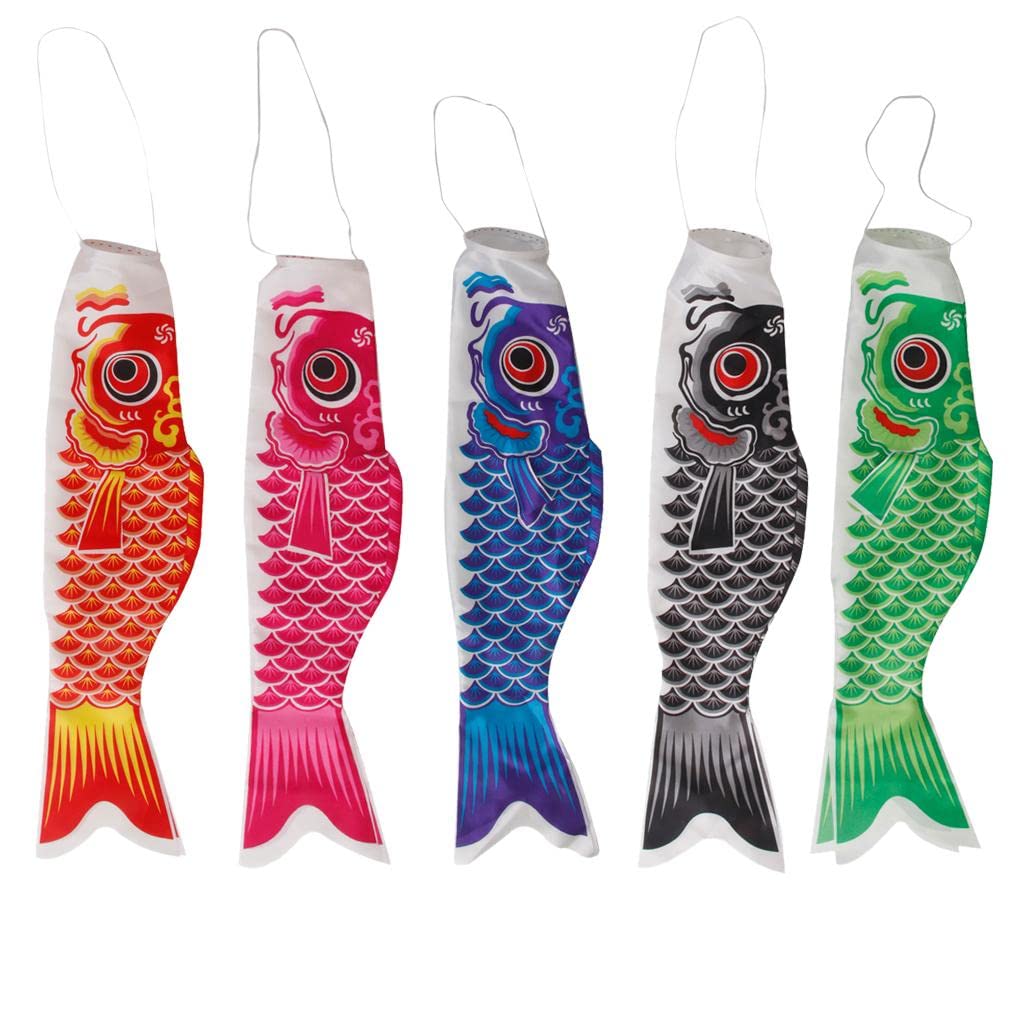 Gazechimp Lot de 5pcs 40cm Japonais Banderole Koinobori en Forme de Carpe Couleur Différent
