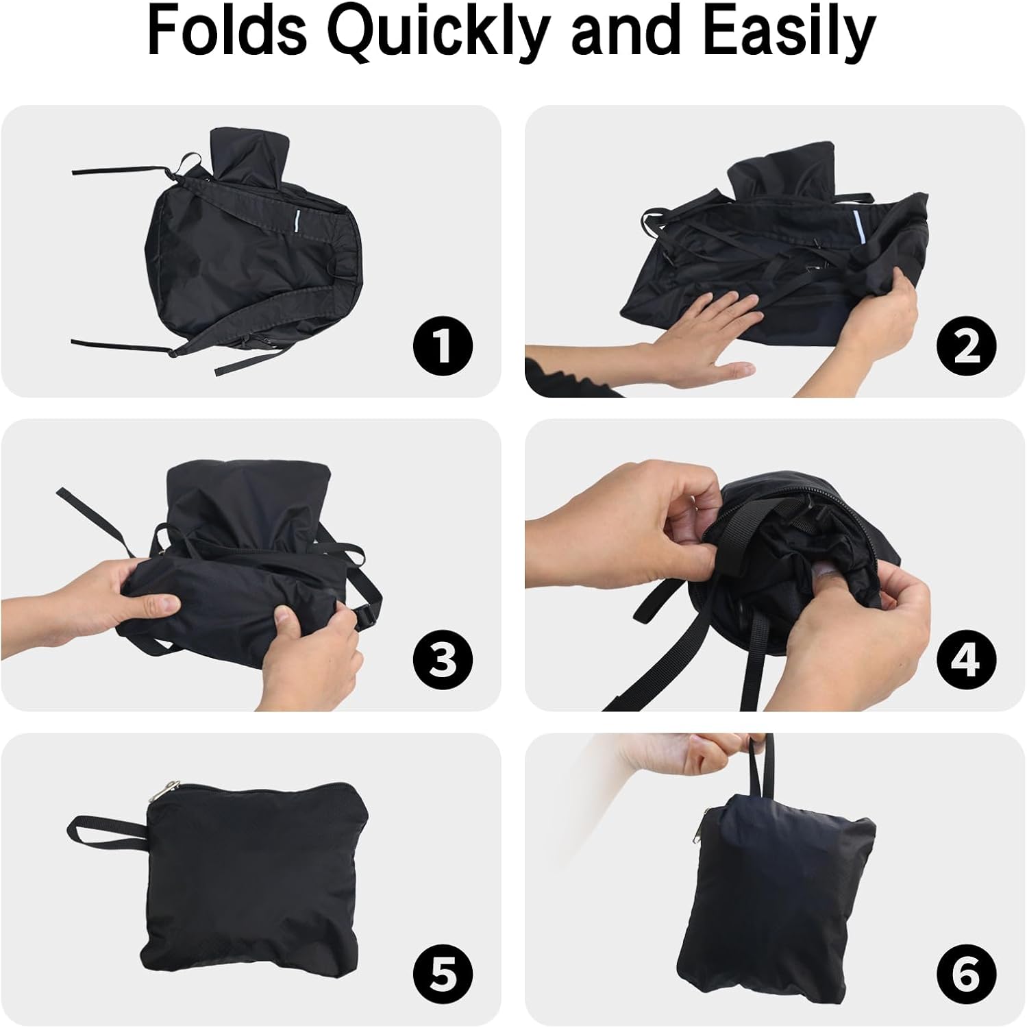 Lightweight Packable Backpack 20L Waterproof Foldable Daypack for Men Women Reusable Packable Bag Outdoor Camping Hiking Travel Cycling (Black) - Image 7