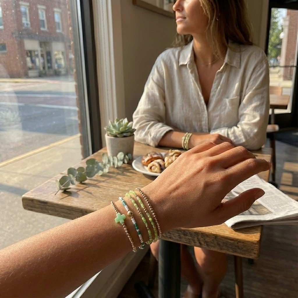 Gold Beaded Cross Bracelet for Women, 14K Plated Adjustable Stackable Dainty Bracelets, Non Tarnish Fashion Jewelry Set Gifts for Women Birthday Friendship - Image 6