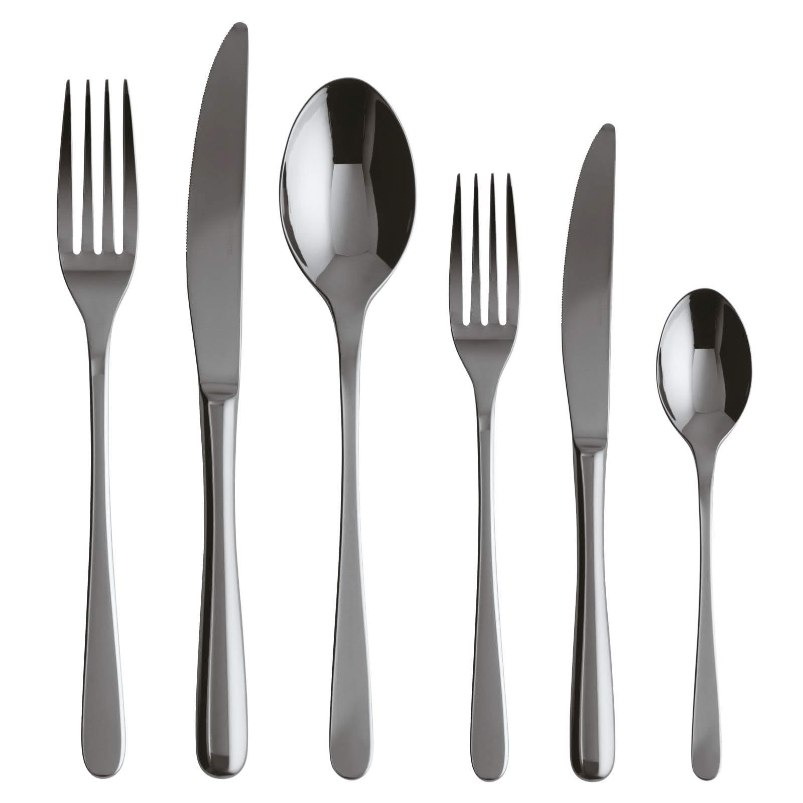 Sambonet Service 36 Stück Monoblock Taste Pvd, Tafelbesteck für 6 Personen, 6 Tafellöffeln, 6 Tafelgabeln, 6 Tafelmessern, 6 Obstgabeln, 6 Obstmessern und 6 Teelöffeln, Spülmaschinenfest, Schwarz