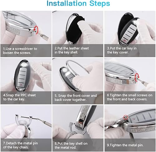 Miniatura 7 de 1797 Funda para llavero para Nissan Bling Accessories Altima Rogue Sentra Pathfinder Maxima Titan Murano Llavero de coche, carcasa de aleación de