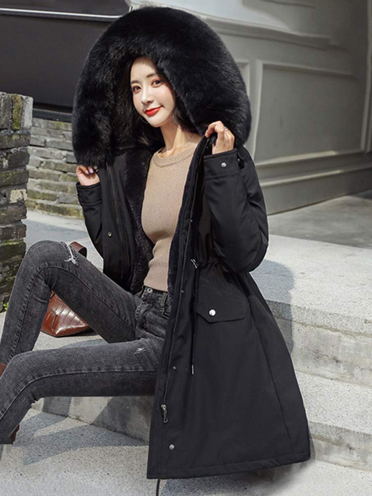 ORANDESIGNE Femme Doudoune Longue Manteau Zippé épais Chaud Parka Blouson Hiver Fourrure avec Capuche Elegant Hoodie Jacket Veste
