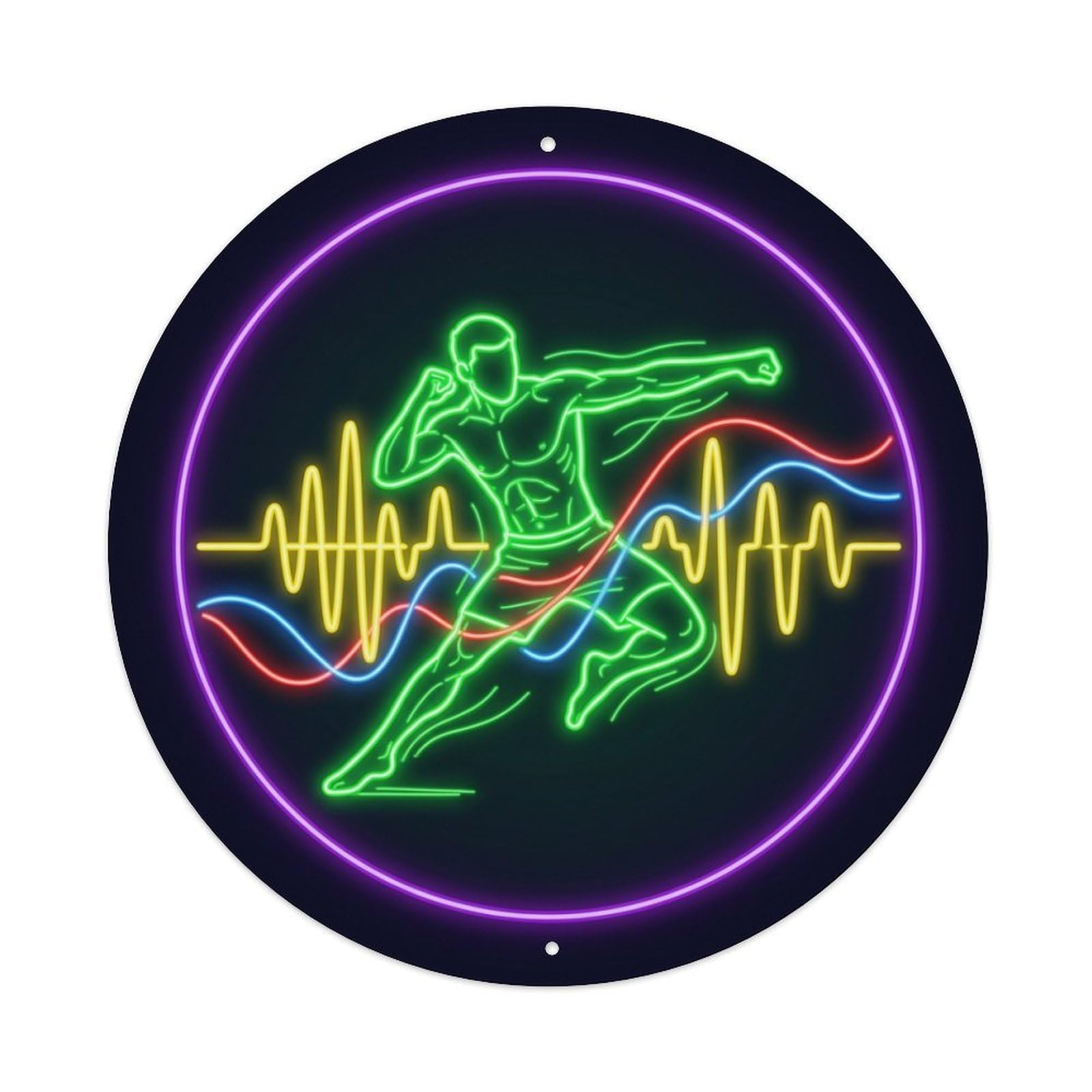 Vintage Faux Neon Gym Retro Bodybuilding Rhythm Metal Tin Sign