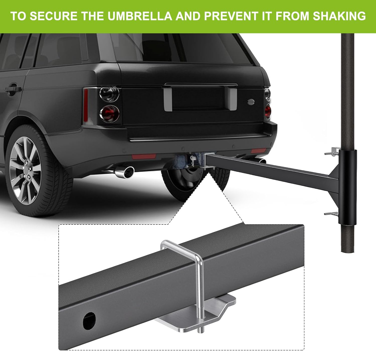 Dolibest Heavy-Duty Hitch Mount Umbrella Holder - Robust and Reliable Support for Large Patio and Outdoor Umbrellas(up to 2'' Poles) - Perfect for Road Trips, Tailgating, and Outdoor Gatherings