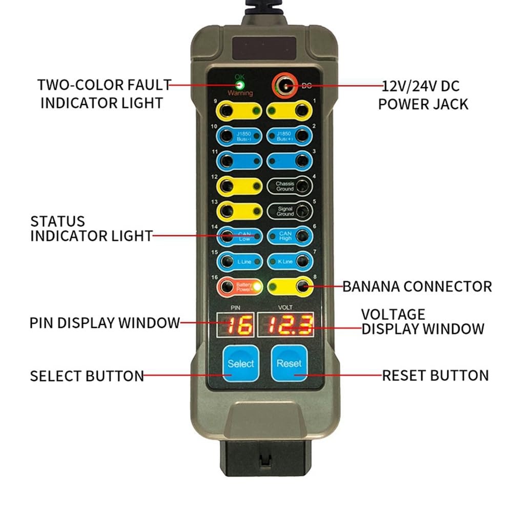 Breeshy Auto-Abzweigdose, automatisch, OBDII, OBDII, Breakout Box, Protokolldetektor für Auto, OBD2-Schnittstelle, Automonitor, mit Pin-Ausgangsbox