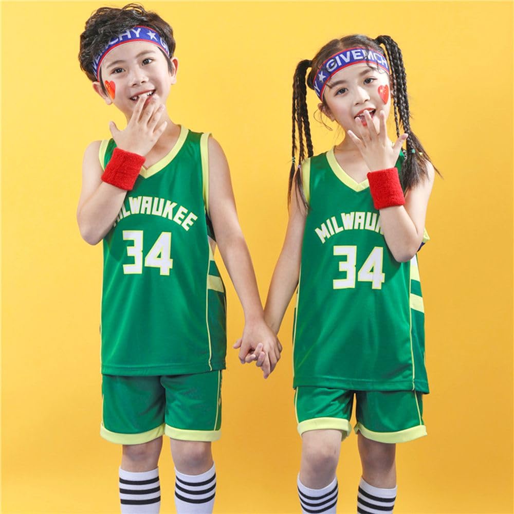 FUTERLY Completo Basket Bambino,2 Pezzi Completo Basket Ragazzo,Divisa Basket Bambino,Senza Maniche Maglia Basket Bambino,Canotta Basket Bambino e Pantaloncini,Completino Basket Bambino 4-14 Anni
