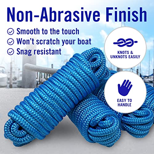Image of Dock Lines for Boats 1 /2 inch x 25ft, 4 Pack Double Braided Nylon Boat Rope