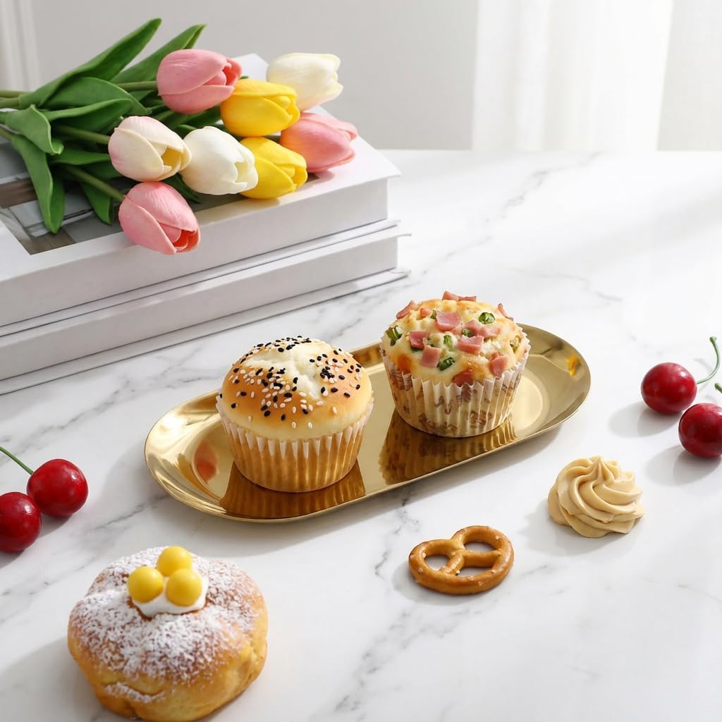Serving Tray Set, 10 PCS, Gold, 7 Inch, Oval