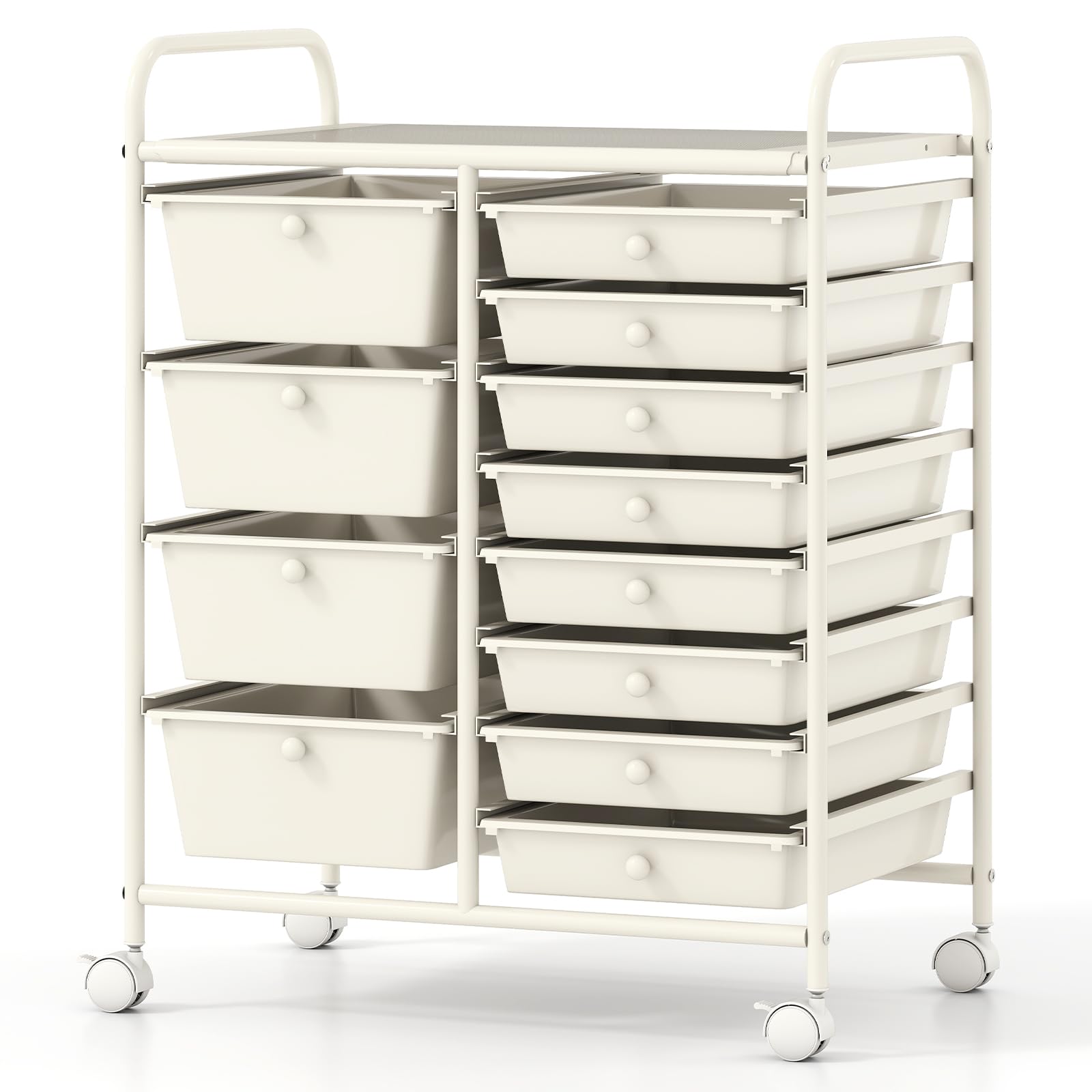 COSTWAY 12 Drawer Rolling Storage Cart, Utility Cart with Metal Frame