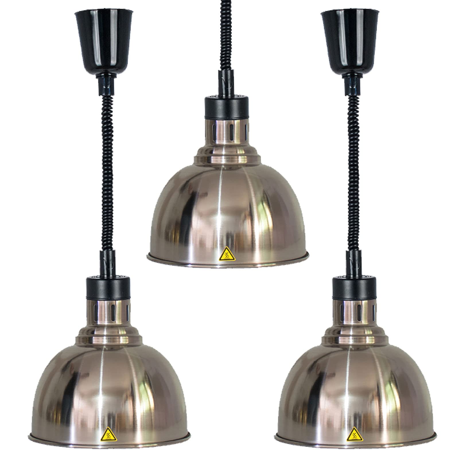 Speisenwärmer-Wärmelampe Für Die Gastronomie, Hängend, Buffet-Isolierleuchte, Verstellbare Länge, Schirmdurchmesser: 19 cm, 25 cm, 29 cm, Dekoration, 3 Stück