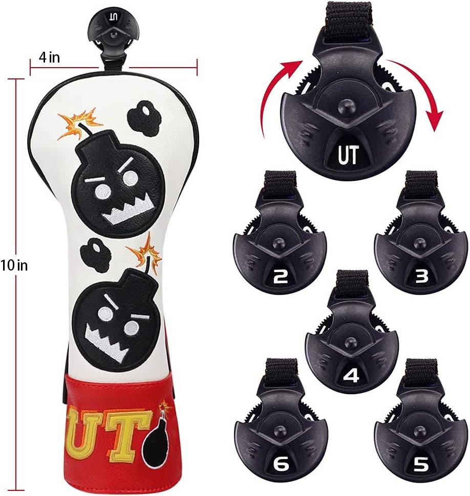 CRAFTSMAN GOLF Driver Headcover Embroidery Bomb, PU Leather Golf Head Covers Driver Fairway Wood Hybrid Blade Putter Headcover