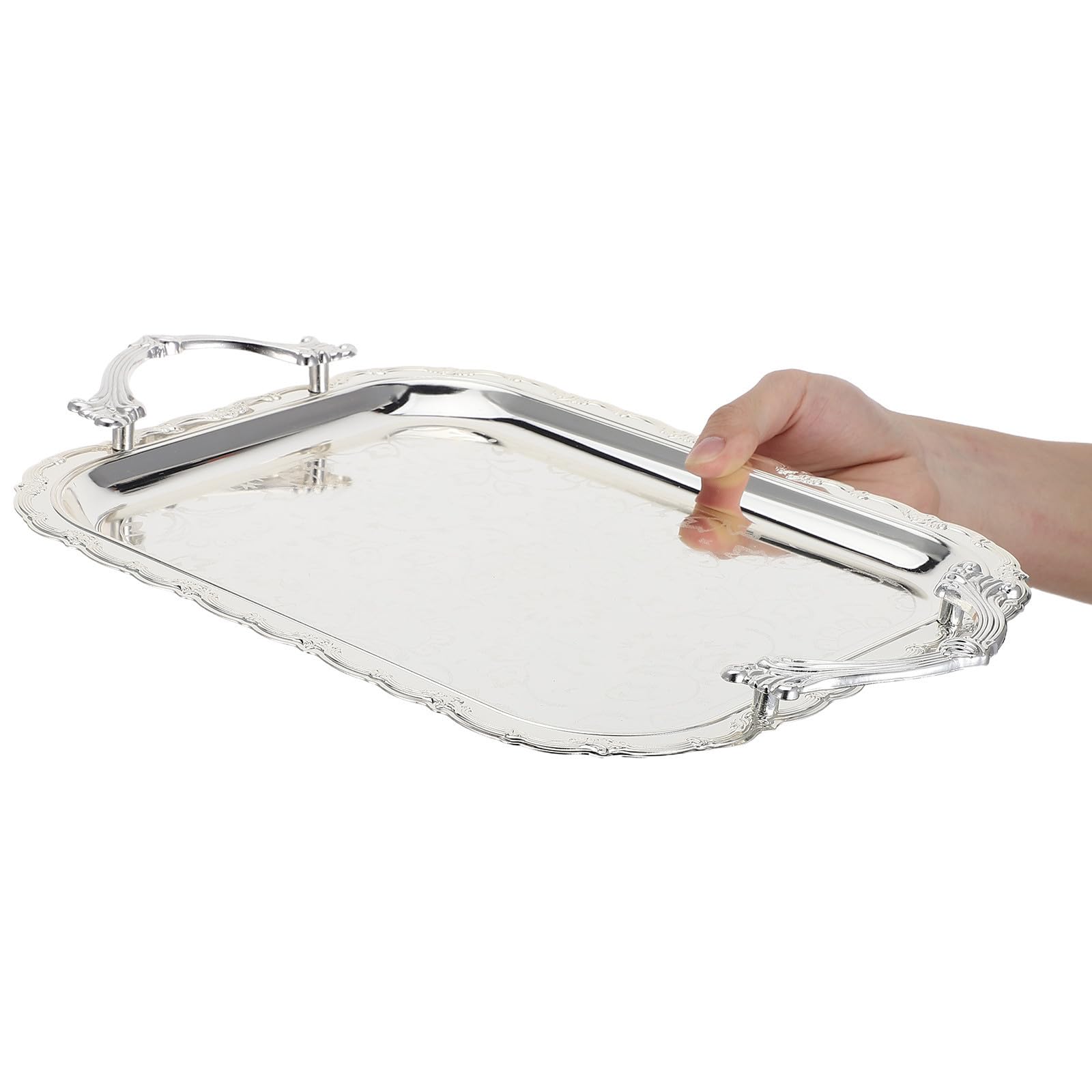 Gadpiparty Bandeja de Servicio Rectangular de Acero Inoxidable 31x25,4 Cm