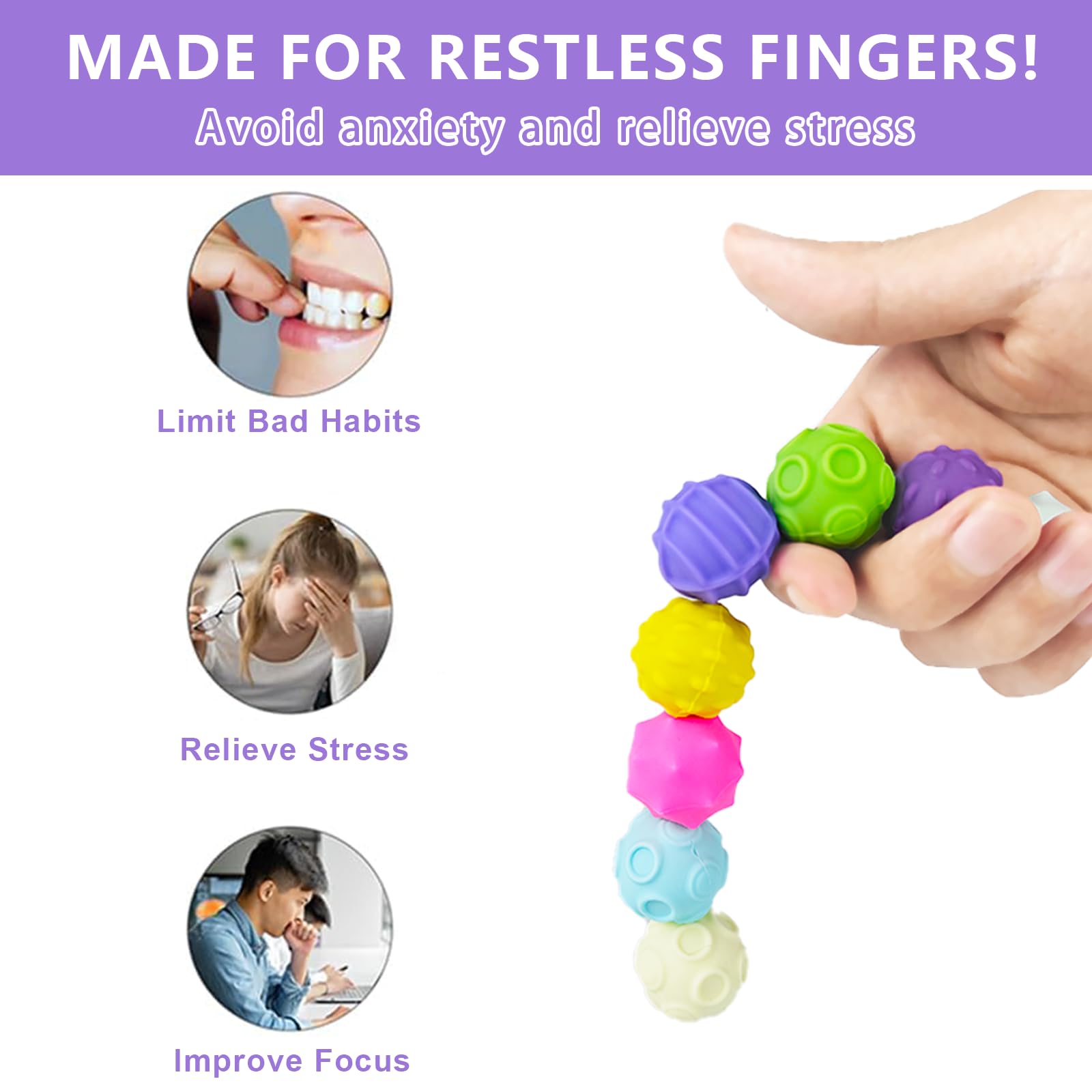 8 Stück Magnetische Fidget Toys - Anti-Stress Bälle Mit Silikonhülle Grau