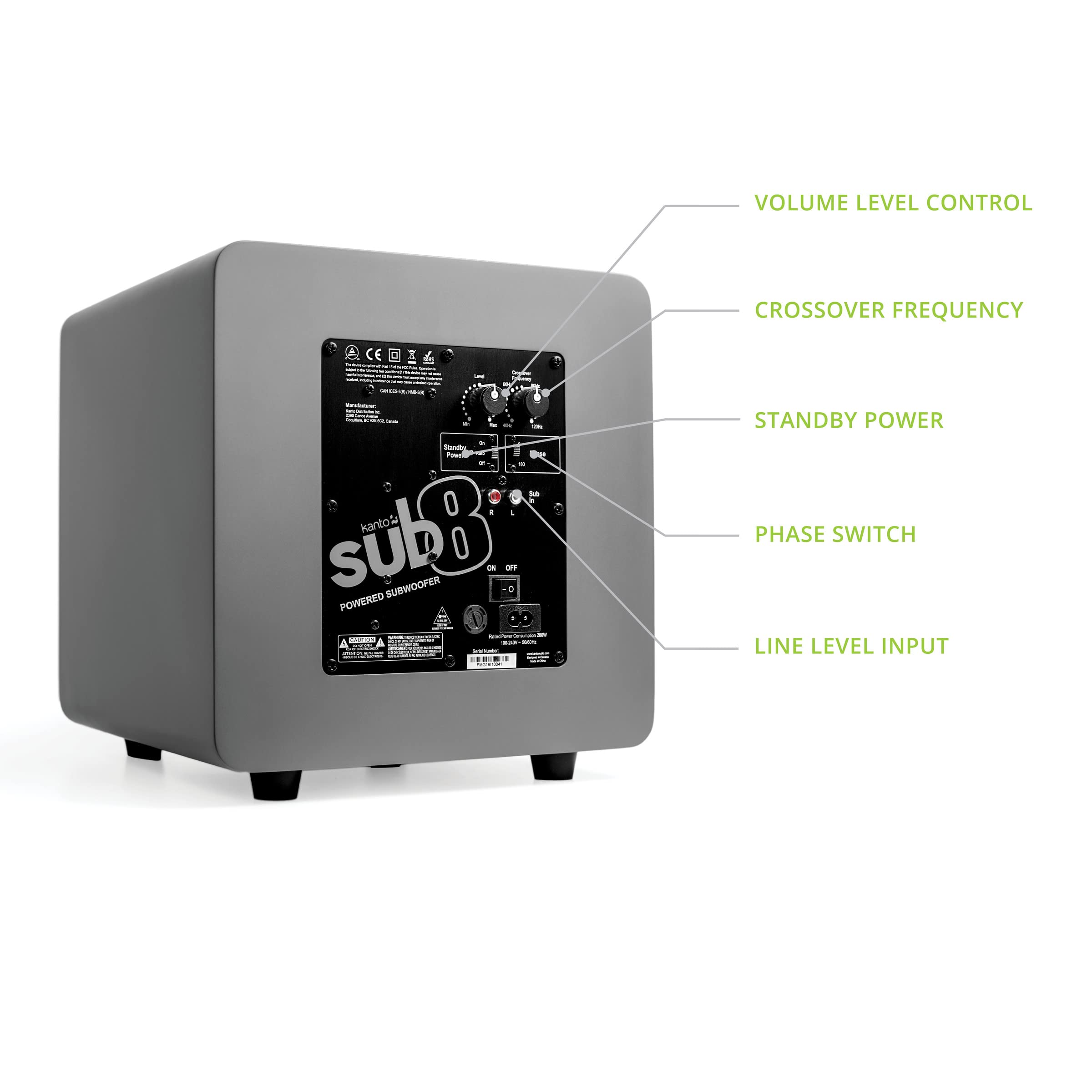 Amazon.co.jp: Kanto sub8 Powered Subwoofer - 8 Paper Cone Driver