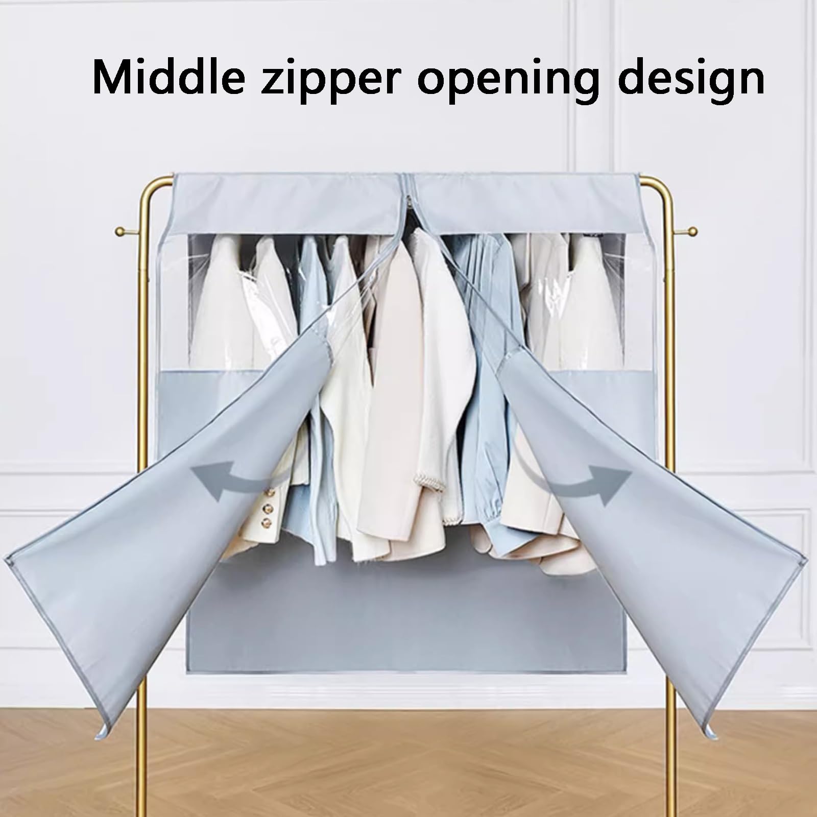 Funda para Perchas, Funda for Percha con Ventana Transparente, Bolsillo Colgante for Almacenamiento, for Traje de Gran Apertura(White,180 * 113cm/71 * 44in)