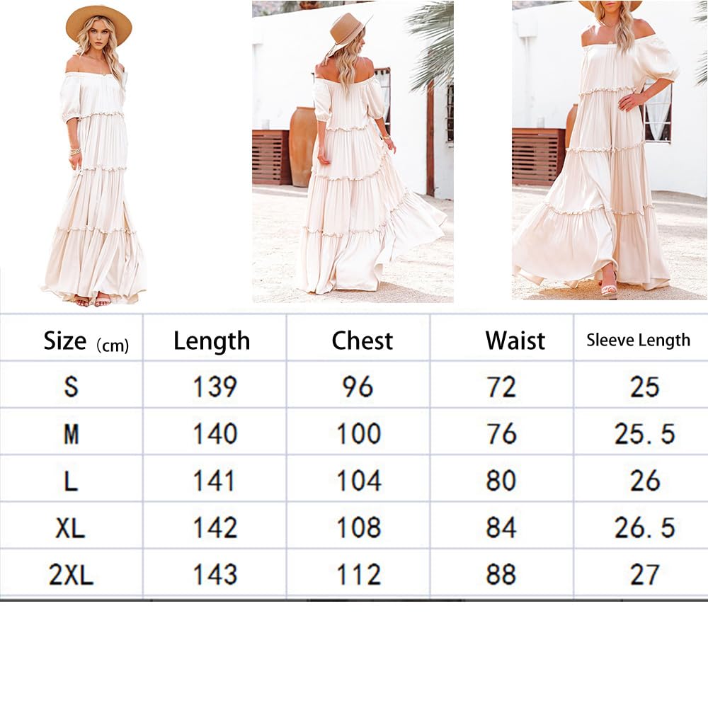 Vestito Estivo da Donna, Abito Casual, Abito Estivo Bianco con Spalle Scoperte, Abito a Vita Alta, Manica a Sbuffo, retrò, Sexy, Casual, Tunica, Abito da Spiaggia,S